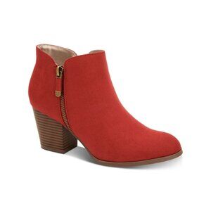 STYLE & CO Women's Red Cushioned Zipper Accent Masrina Round Toe Block H…